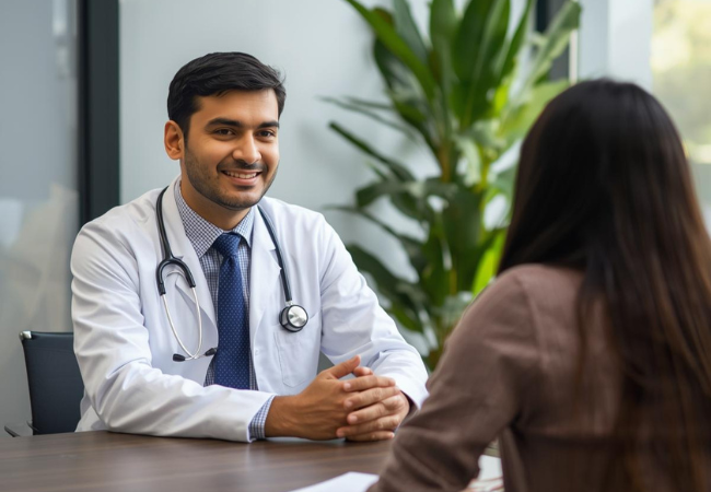 Young Indian Doctor Consulting a Patient cnv ai