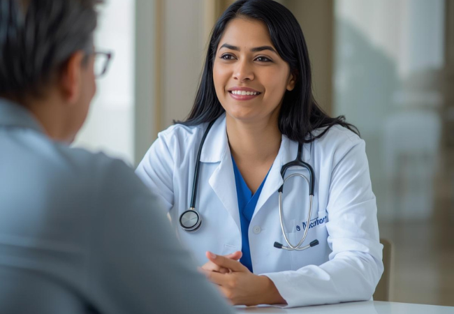 Young Indian doctor with Patient cnv ai